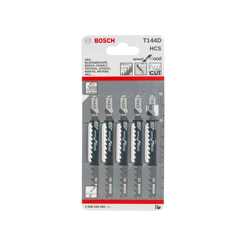 Полотно пиляльне для електролобзика Bosch Professional по дереву T144D, 4-5.2х100мм, 5шт