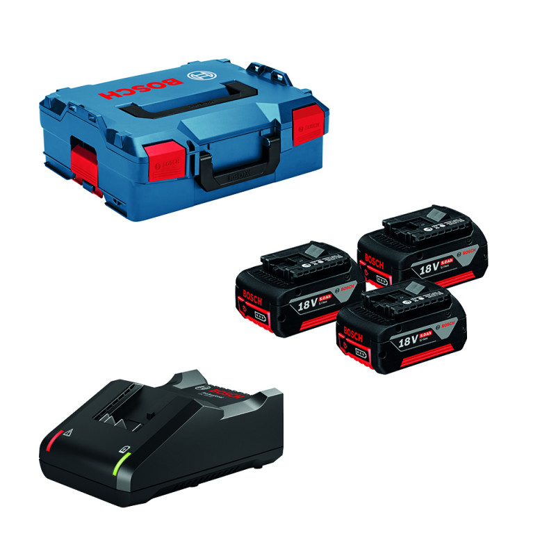 Набір акумулятора та зарядного пристрою Bosch Professional GBA 3х18В 5А·год ЗП GAL 18V-40 + L-Boxx 136