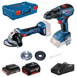 Набір із двох акумуляторних інструментів Bosch Professional 18В дриль-шурупокрут GSR 18В-50 шліфмашина кутова GWS 180-LI акб 1х2