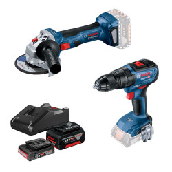 Набір із двох акумуляторних інструментів Bosch Professional 18В шліфмашина кутова GWS180-LI дриль-шурупокрут GSB 18V-50 зарядний