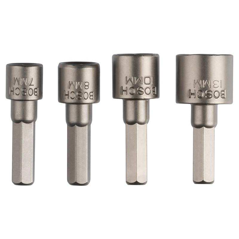 Головки торцеві Bosch 1/4", набір 4шт, 7,8,10,13мм