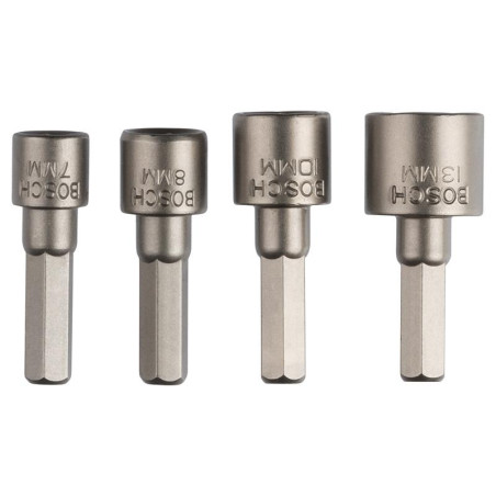 Головки торцеві Bosch 1/4", набір 4шт, 7,8,10,13мм