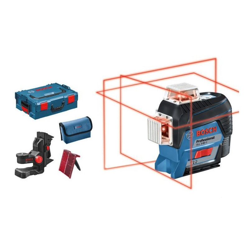 Нівелір лазерний Bosch Professional GLL 3-80C, до 30м з приймачем 120м, ±0.2мм/м, +BM 1+L-Boxx, 0.82кг