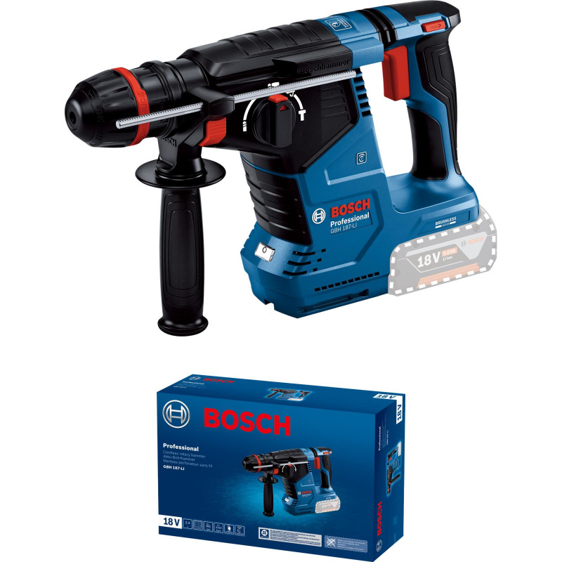 Перфоратор акумуляторний Bosch Professional GBH 187-LI SDS-plus 18В 2.4Дж 3кг без АКБ та ЗП