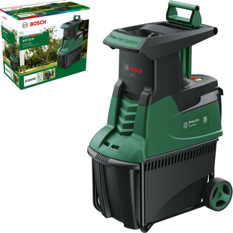 Подрібнювач садовий Bosch AXT22D 2200Вт 40об/хв 38мм 53л 31.3кг ріжуча система Turbine-Cut низькошумний