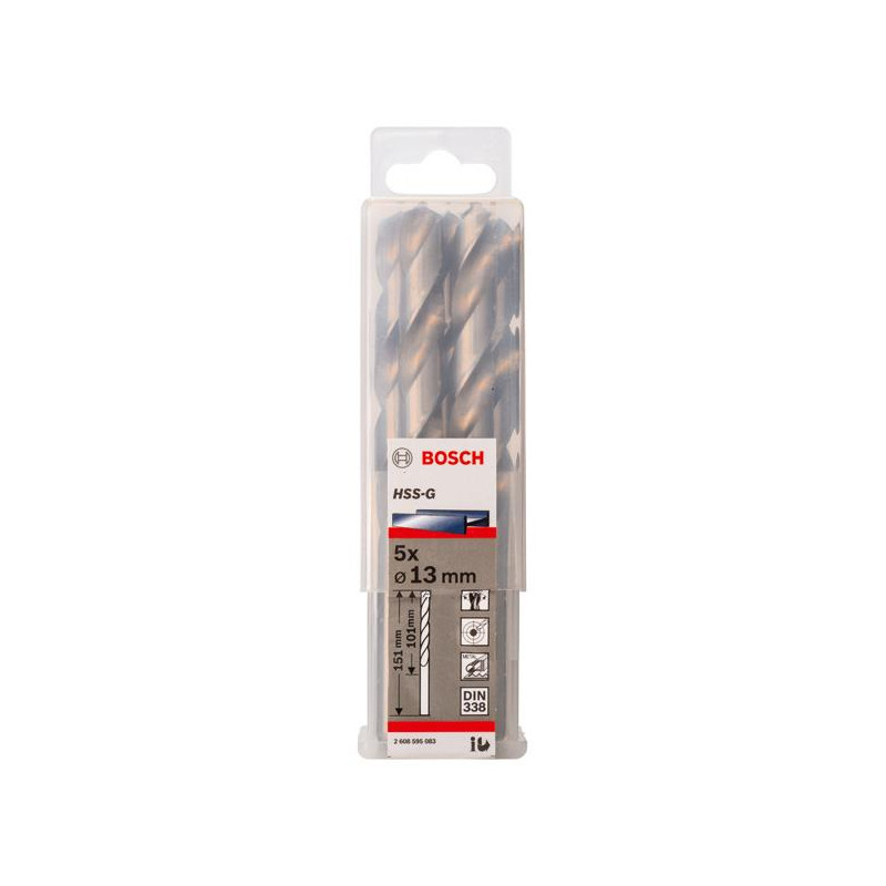Свердло Bosch Professional HSS-G по металу, 13мм, 5шт