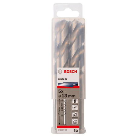 Свердло Bosch Professional HSS-G по металу, 13мм, 5шт