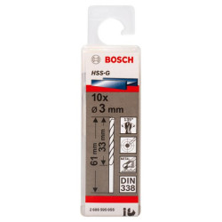 Свердло Bosch Professional HSS-G по металу, 3мм, 10шт