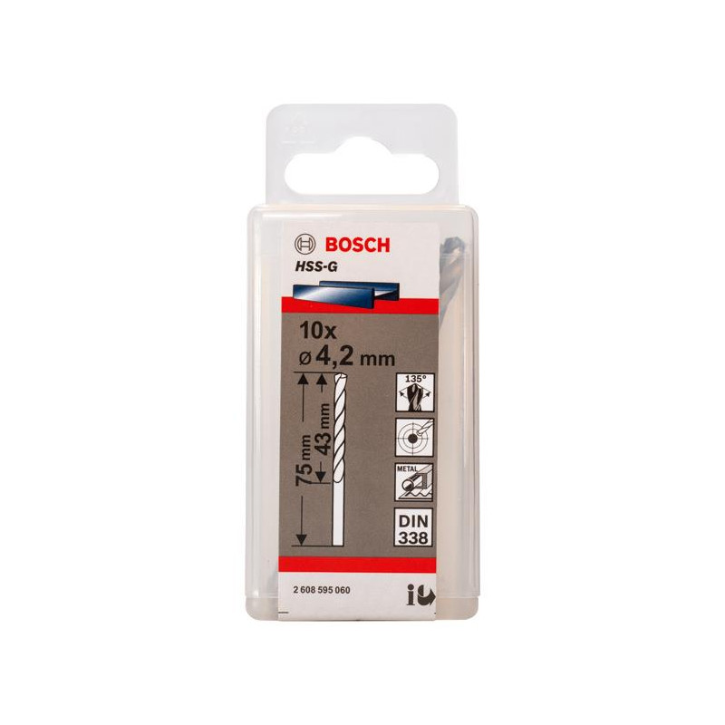 Свердло Bosch Professional HSS-G по металу, 4.2мм, 10шт