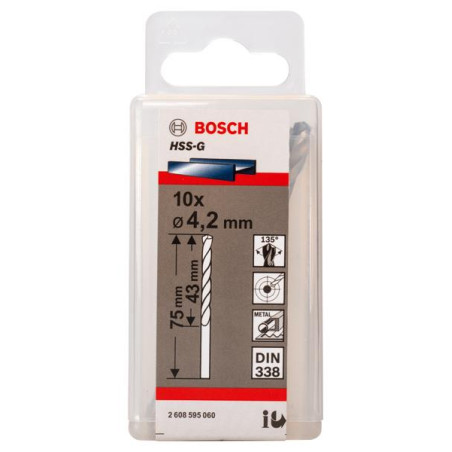 Свердло Bosch Professional HSS-G по металу, 4.2мм, 10шт