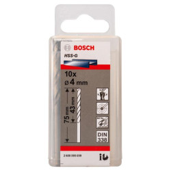 Свердло Bosch Professional HSS-G по металу, 4мм, 10шт