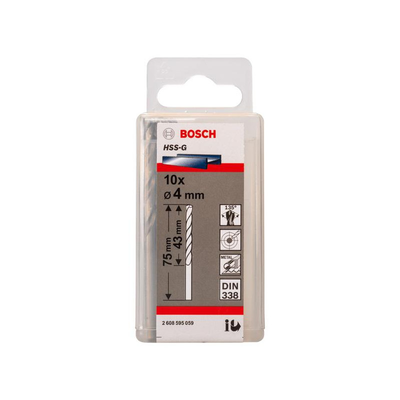 Свердло Bosch Professional HSS-G по металу, 4мм, 10шт