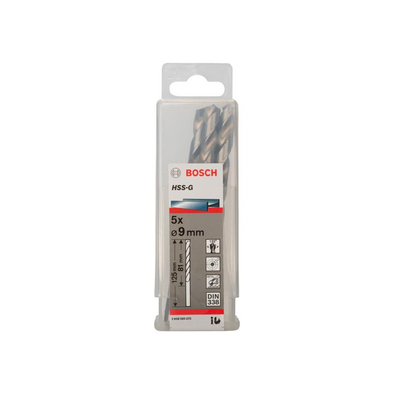 Свердло Bosch Professional HSS-G по металу, 9мм, 5шт