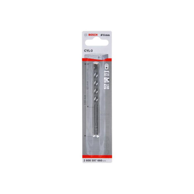 Свердло по бетону Bosch Professional CYL-3 6Х100мм SilverPerc, для перфораторiв