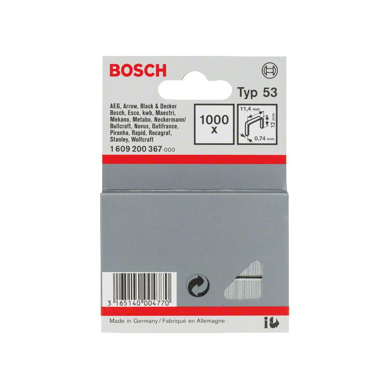 Скоби Bosch Professional тип 53, 12мм, 1000шт