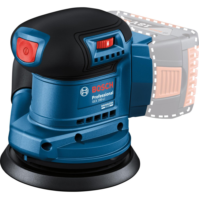 Шліфмашина ексцентрикова акумуляторна Bosch Professional GEX 185-LI 18В 125мм 6000-10000об/хв 0.93кг без АКБ та ЗП