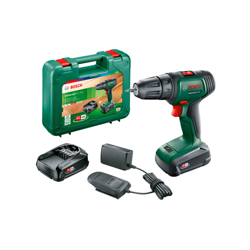 Шурупокрут-дриль Bosch UniversalDrill 18V, 2x1.5Ач, 40Нм, 440/1450об/хв, ЗП, 1.2кг, кейс