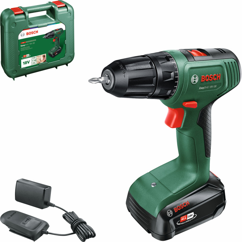 Шурупокрут-дриль акумуляторний Bosch EasyImpact 18V-38 18В 1х2А·год 20·38Нм 0-430·0-1630об/хв кейс ЗП 1.4кг