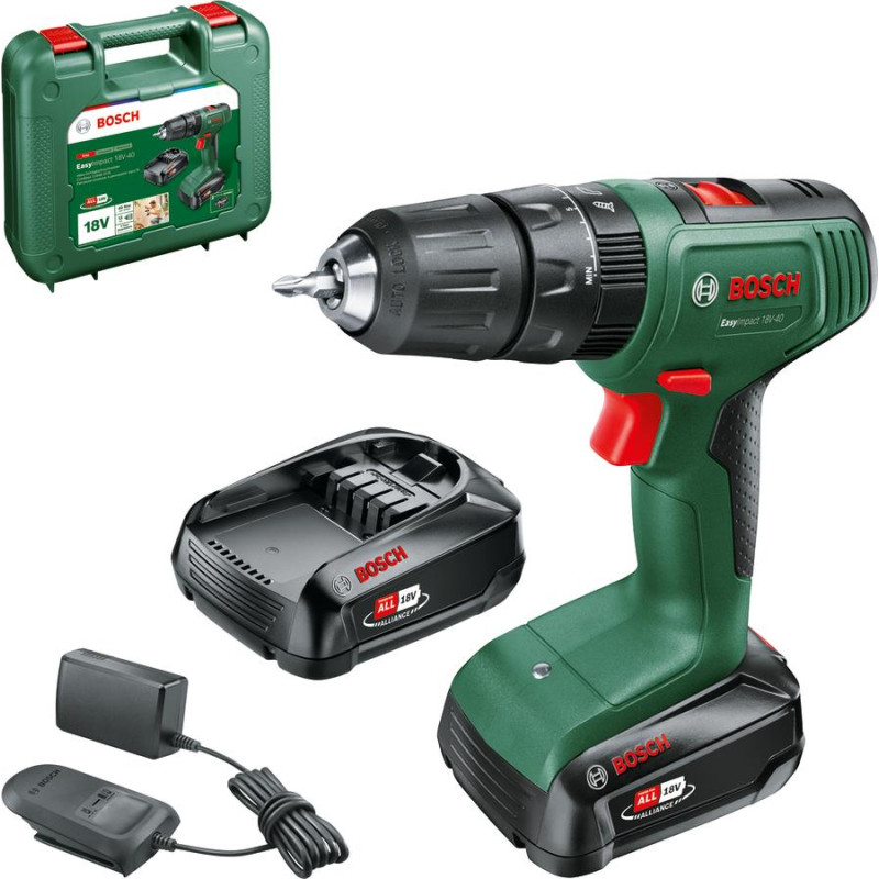 Шурупокрут-дриль акумуляторний Bosch EasyImpact 18V-40 18В 2х2А·год 20·38Нм 0-430·0-1630об/хв кейс ЗП 1.4кг