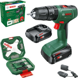 Шурупокрут-дриль акумуляторний Bosch EasyImpact 18V-40 18В 2х2А·год 20·38Нм 0-430·0-1630об/хв кейс ЗП набір з 34