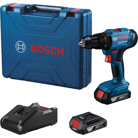 Шурупокрут-дриль ударний акумуляторний Bosch Professional GSB 183-LI 18В 2х2А·год 21-56Нм 374-1815об/хв кейс 1.2кг